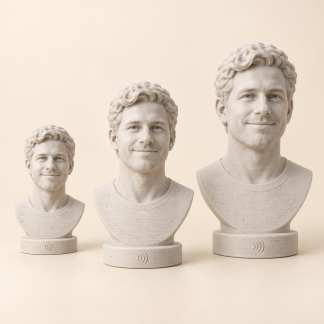 Busto 3D personalizado en PLA efecto mármol + NFC
