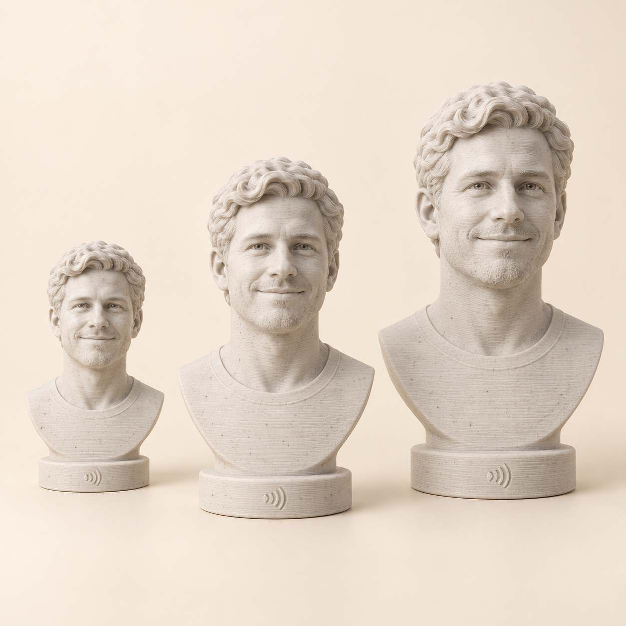 Busto 3D personalizado en PLA efecto mármol + NFC